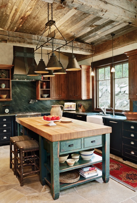 rustic kitchen green